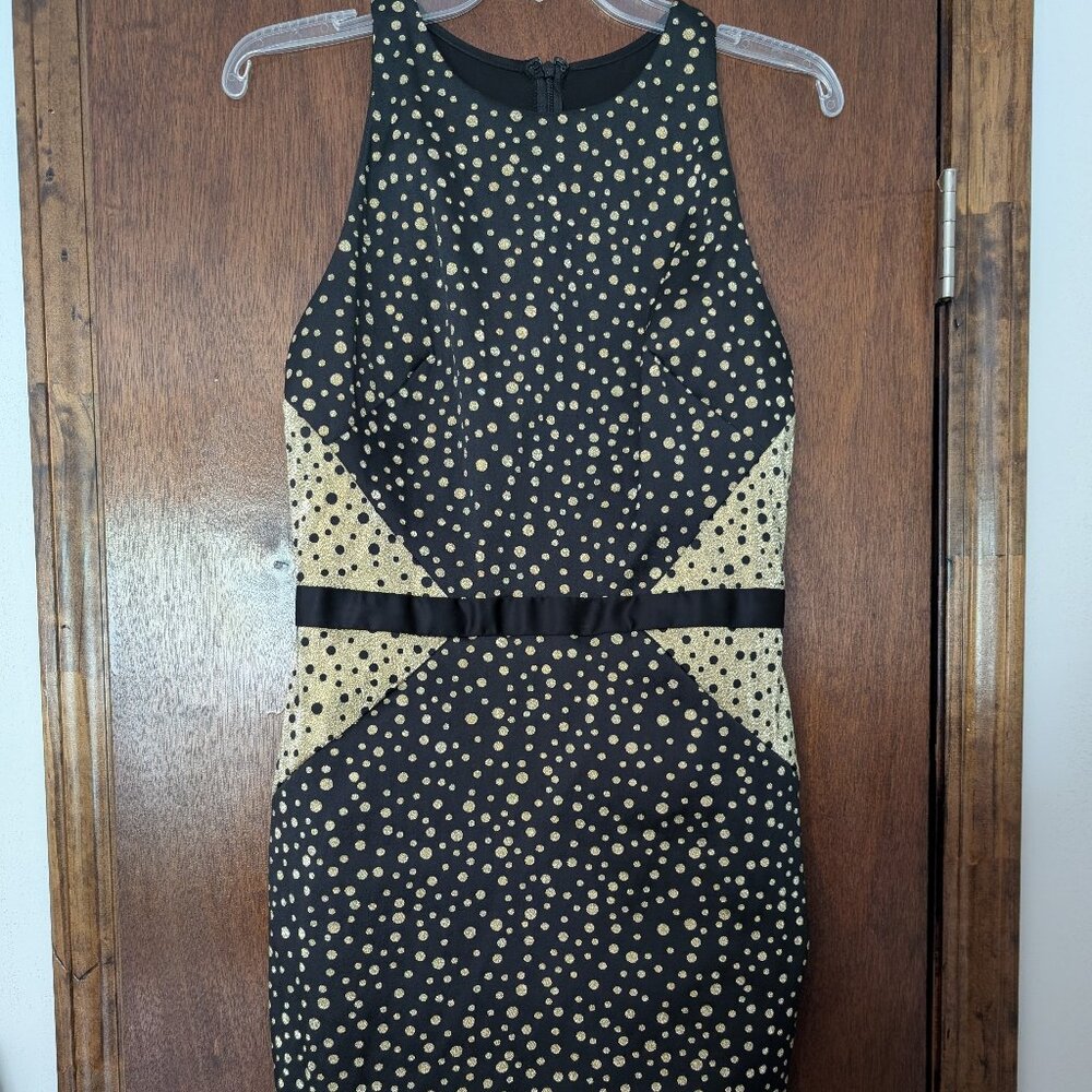 Nicole Miller Black & Gold Cocktail Dress